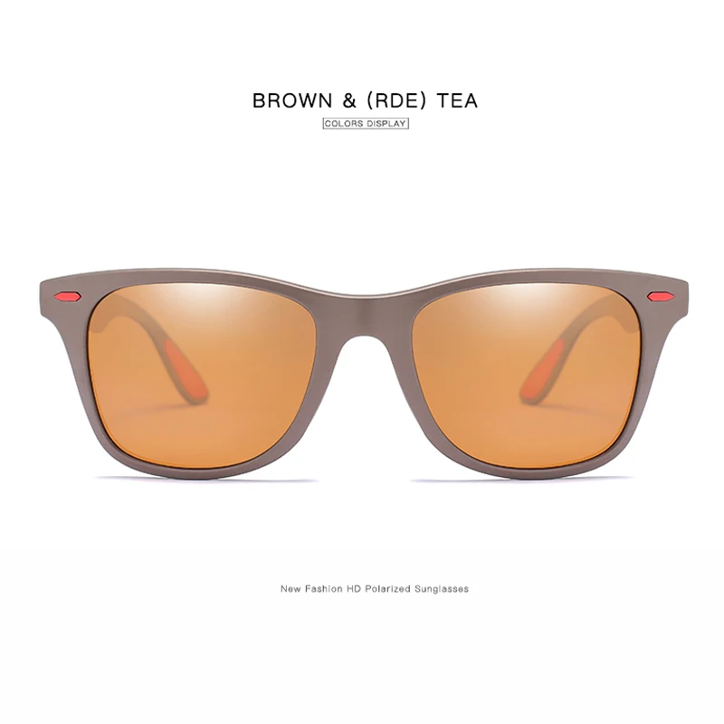 brown-red-tea Фирменный дизайн, модные поляризационные солнцезащитные очки для мужчин, Ретро стиль, квадратная оправа, солнцезащитные очки, мужские очки для вождения, Gafas de sol masculino, UV400 - Цвет линз: brown-red-tea