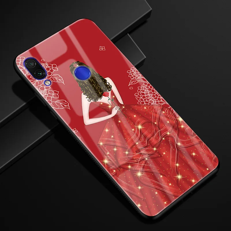 a35 Для Xiaomi Redmi Note 7 чехол Модный Жесткий PC стекло задняя крышка для Xiaomi Redmi Note 7 Pro силиконовая рамка Fundas Redmi Note7 Capa - Цвет: a35