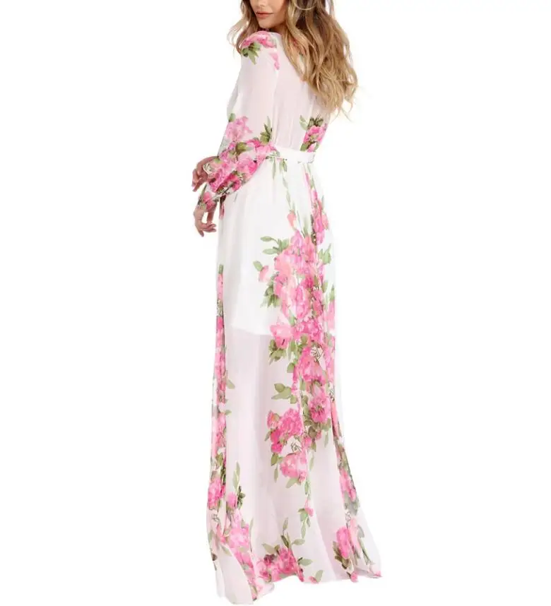 Женское длинное платье с цветочным принтом Boho пляжное большого размера XXXL