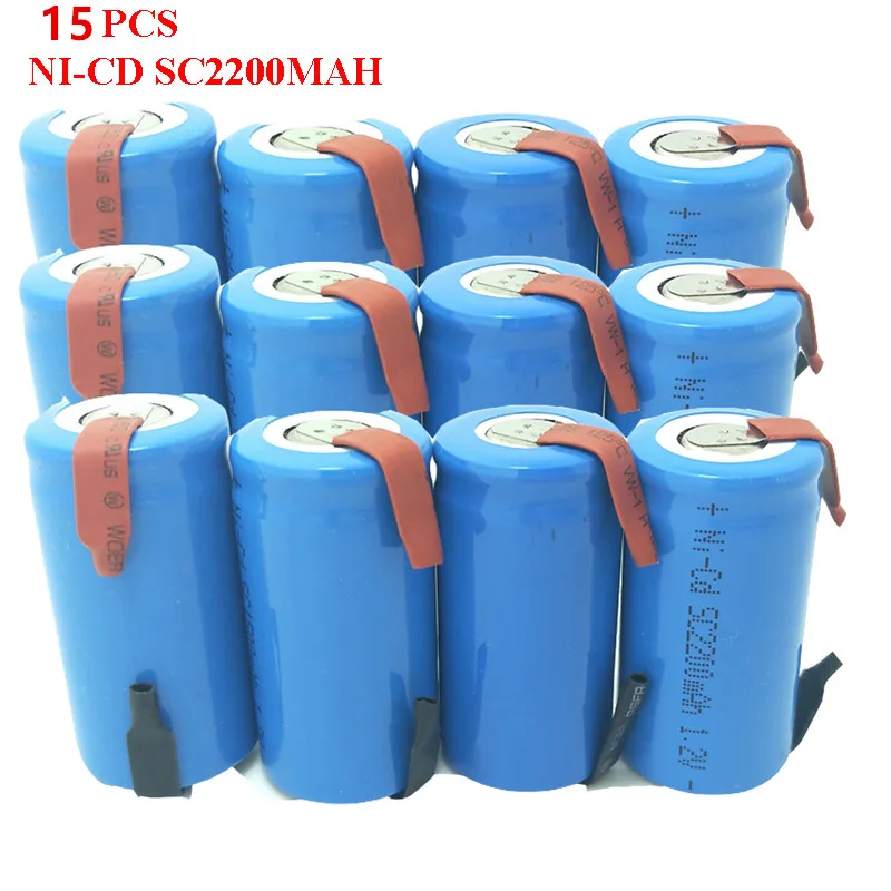 15 шт. NI CD 1 2 v SC2200mah Перезаряжаемые батареи SC power bank 2200mah аккумулятор подводная лодка
