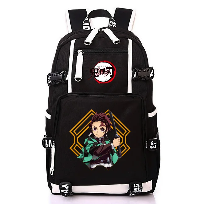 1 Японское аниме Demon Slayer: Kimetsu no Yaiba Bookbag брезентовые школьные рюкзаки USB рюкзак для ноутбука мультяшный дорожный рюкзак Rugzak - Цвет: 1