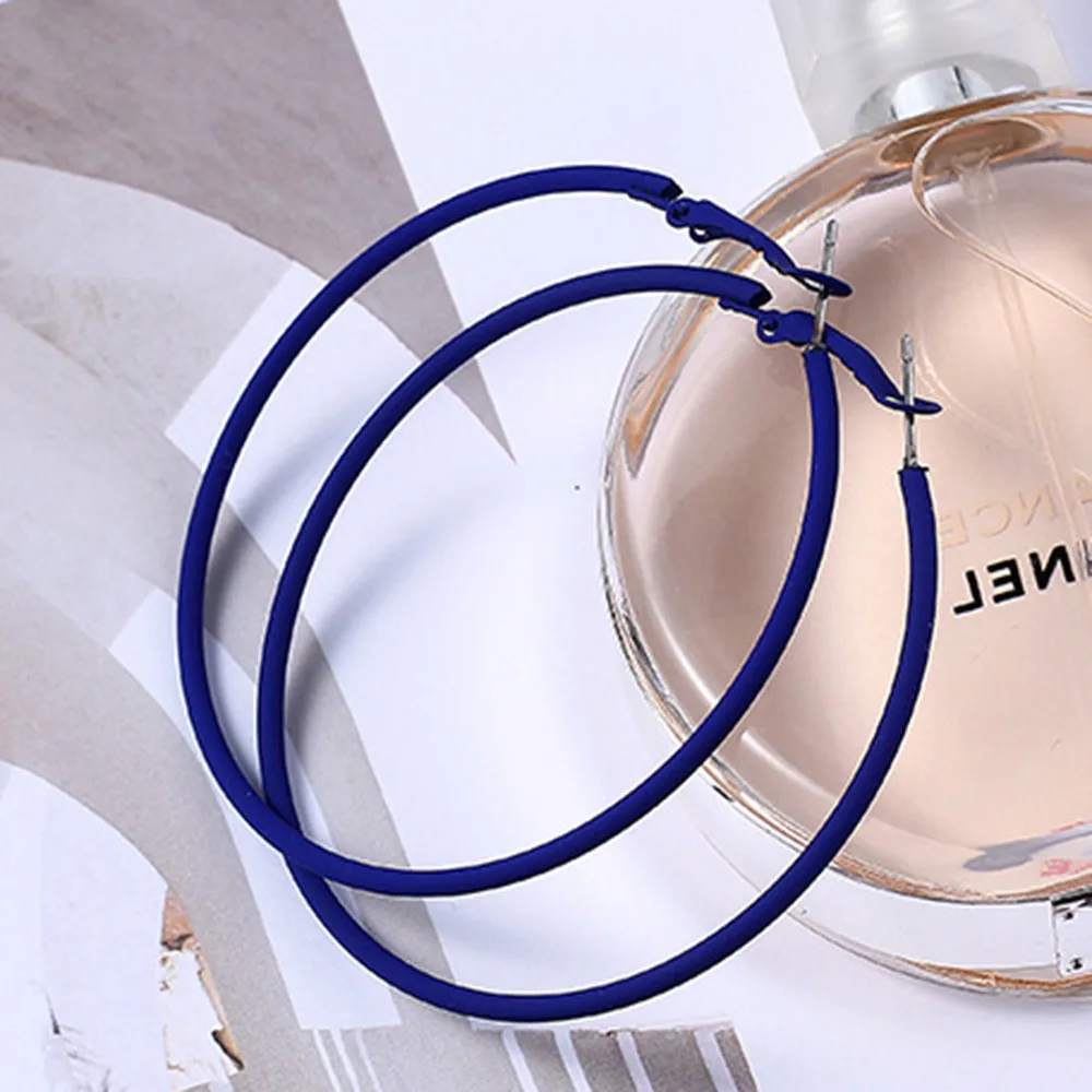 Blue 9 цветов, панковские серьги-кольца большого размера, трендовые вечерние, круглая серьга круга, Ушная петля, новые преувеличенные модные ювелирные изделия для женщин - Окраска металла: Blue