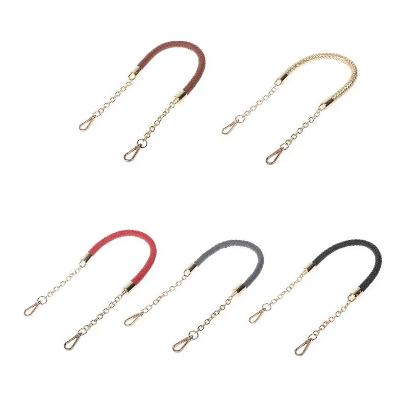 

New 1pcs 60cm Handles Replacement Women Bag Pu Leather Weave Braided Strap Bag Diy Accessories Gold Metal Chain Hardware Kz0047