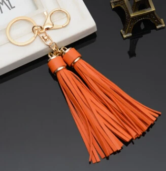 orange Горячая Распродажа PU кожаный брелок с кисточкой для женщин кожаная подвеска для ключей сумок для ключей porte cle llavero sleutelhanger - Цвет: orange