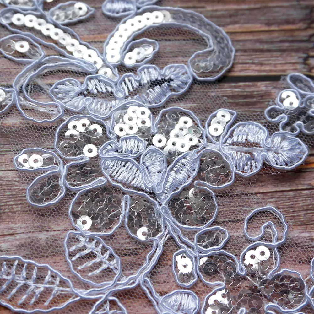 2 шт. серебристые золотые с блестками цветы сетчатая ткань свадебные аппликации