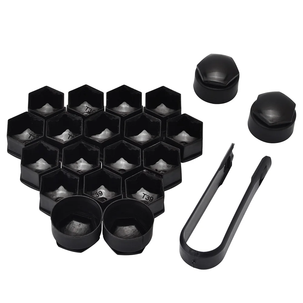 NS Modify Car Styling 20Pcs 17mm Truck Bike Tire Valve Stem Caps Wheel Nuts Covers Anti Theft Black/Silver/Gray
