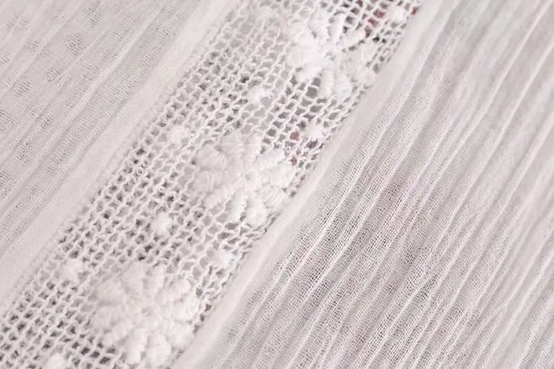 2018 Женская Милая Кружевная вязанная крючком Лоскутная Вышивка vestidos блуза с v