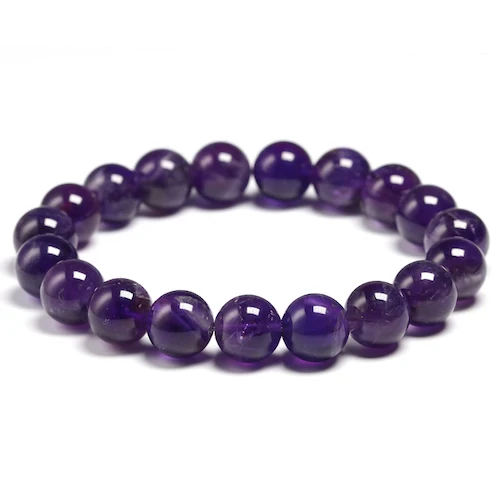 Beads 10mm Браслет из натурального аметиста женский браслет из натурального камня фиолетовые кварцевые браслеты 6 8 10 мм браслеты украшения подарки - Цвет камня: Beads 10mm