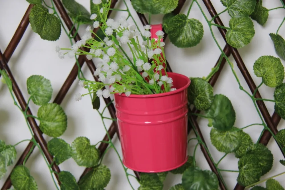 10Pcs Removable Hook Wall Fence Bonsai Flower Tub Pots Candy Color Iron Bucket Tin Garden Balcony Hanging Succulent Basket 2020 | Дом и сад