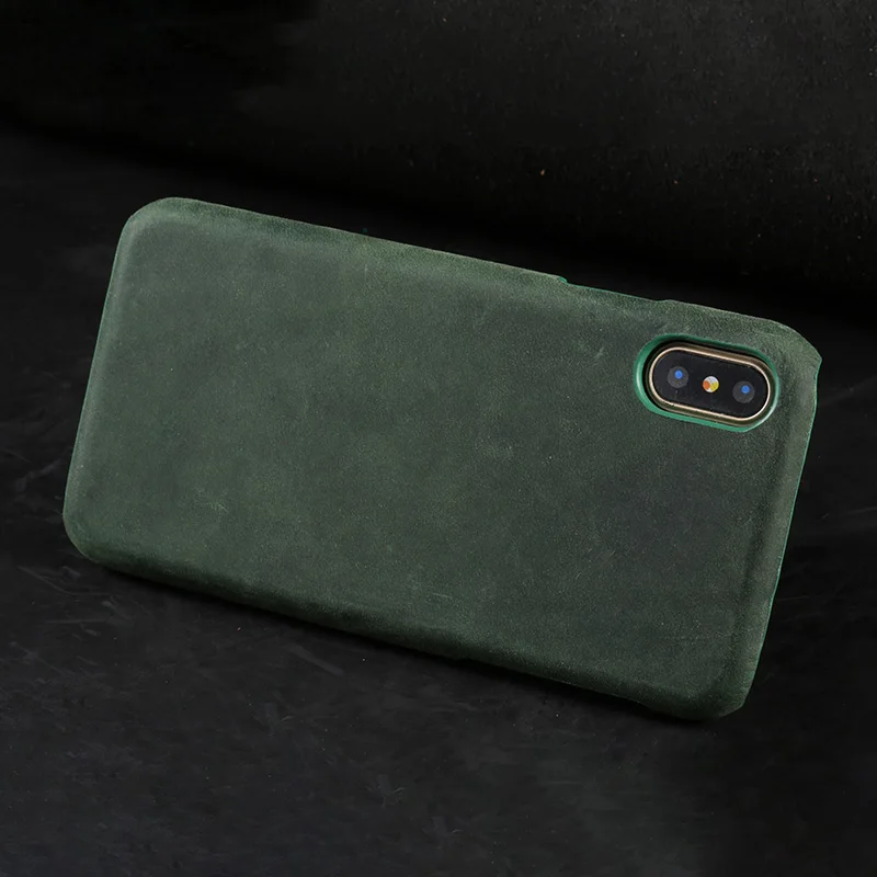 green Натуральная подтягивание кожи чехол для iPhone X 11 11 11 Pro Max XS XR XSMAX 8 Plus для Apple Ipad 5 5S SE, 6, 8, 7, 6s плюс Crazy Horse leder Чехол Броня - Цвет: green