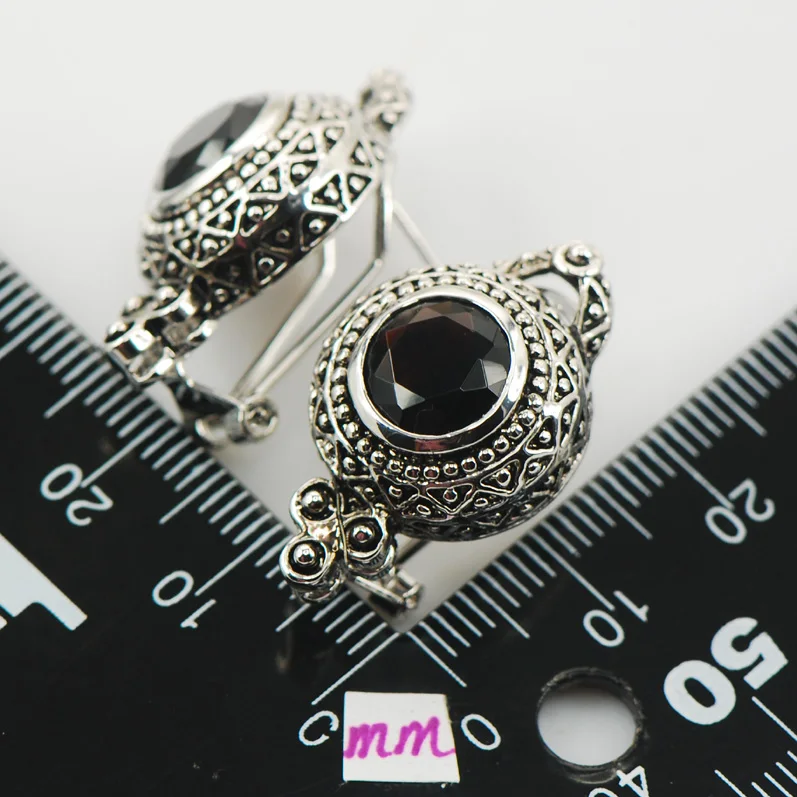 Серьги из стерлингового серебра 925 пробы с черным ониксом TE511 | Украшения и
