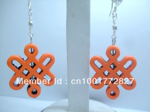 

Серьги-подвески с апельсиновым камнем, посеребренные