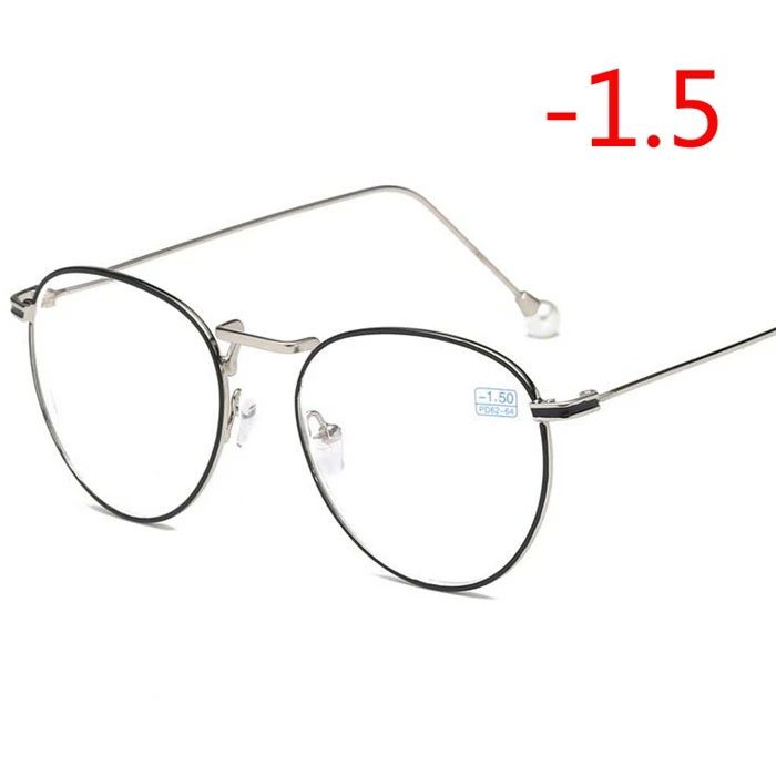Myopia 150 1,0-1,5-2,0-2,5-3,0-3,5 до-6,0 очки по рецепту для женщин модные круглые оправы готовые близорукость очки дамы - Цвет оправы: Myopia 150
