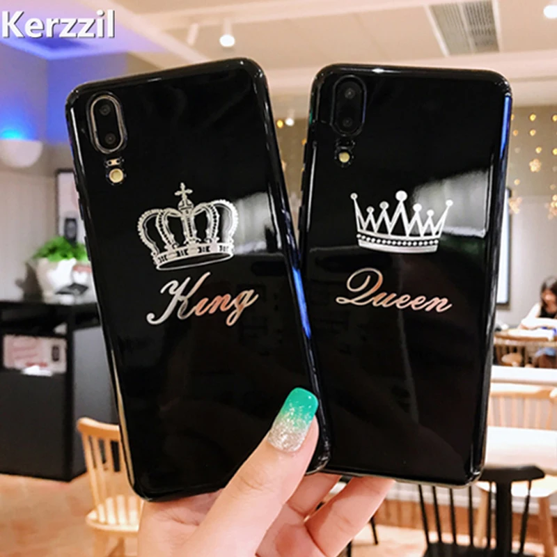 С сияющими блестками King queen Мягкий ТПУ чехол для телефона huawei P20 Lite Pro Чехол на Honor 9
