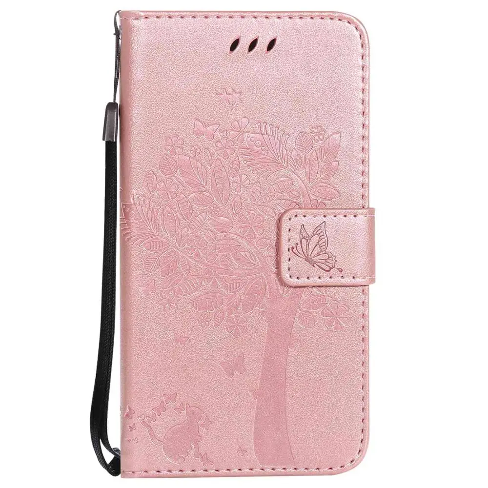 Rose Gold Чехол-книжка с кошкой и деревом из искусственной кожи для samsung Galaxy J1 J2 J3 J5 J7 Prime Ace Pro - Цвет: Rose Gold