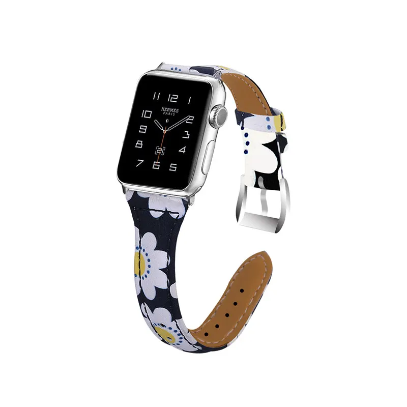 C ASHEI для Apple Watch Band 4 кожа 40 мм 44 мм 42 мм 38 мм iWatch Series 3 2 1 узкое, с цветочным принтом ремешок для Apple Watch 3 - Цвет ремешка: C