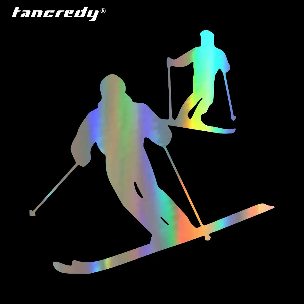 Tangcredy 13*13 1 см два лыжника наклейки для автомобиля водонепроницаемый стиль