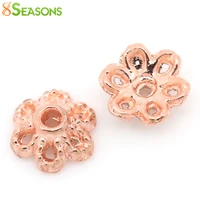 8seasons bead caps flower rose gold color fits 8 12mm beads 6mm x 2 5mm 28x 18holeapprox 1mm500pcs b29893