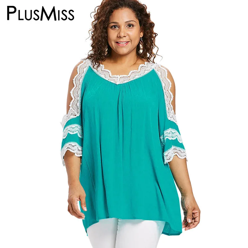 PlusMiss размера плюс 5XL из кружев «кроше» с открытыми плечами блузка Для женщин XXXXL XXXL XXL сексуальные Винтаж ретро в богемном стиле свободные топы большой Размеры дамы
