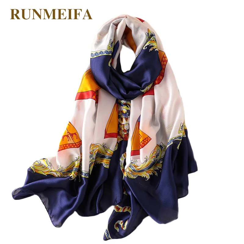 RUNMEIFA Новая модная шаль из искусственного шелка для женщин необычный