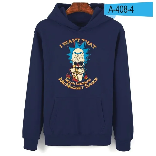 navy blue Рик и Морти Harajuku мультфильм Толстовка для мужчин/женщин осень зима пуловер куртка толстовки уличная одежда с мотивами из аниме спортивный костюм размера плюс - Цвет: navy blue