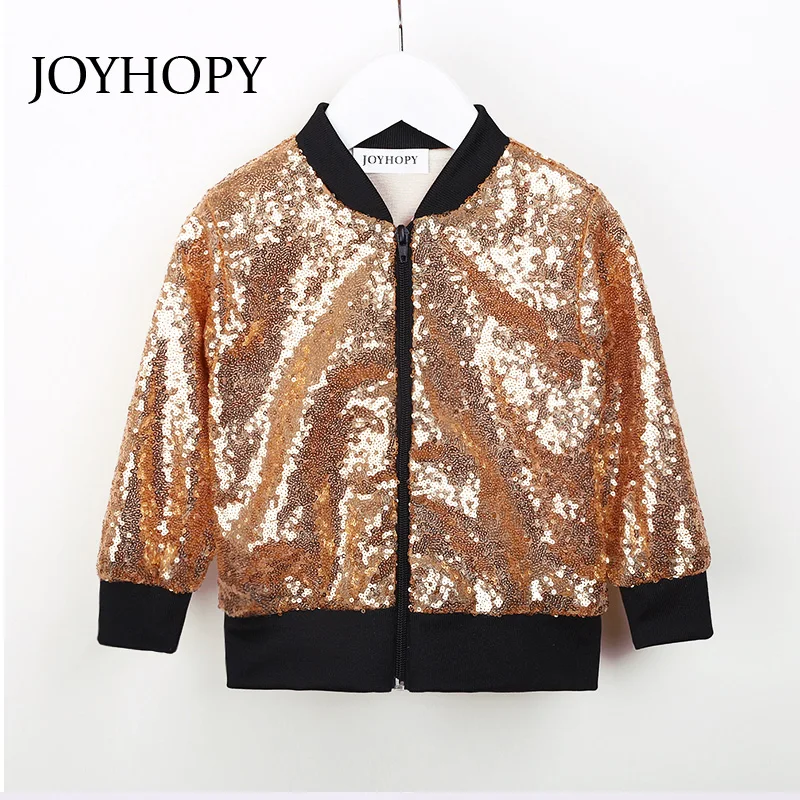 Куртка JOYHOPY для девочек модное пальто с блестками маленьких весна осень 2018