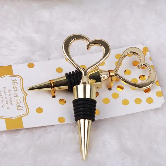 

DHL Free Shipping 100pcs/lot Wedding Favors Gifts Gold Heart Shape corkscrew Wine Bottle Stopper