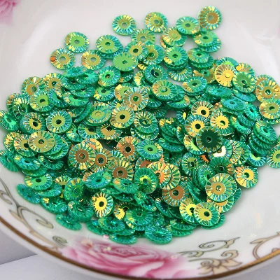 35g (3000pcs) 6mm Sequins Flat Round Middle Hole For Crafts Wedding Garment Children DIY Sewing Accessories Golden green AB | Дом и сад