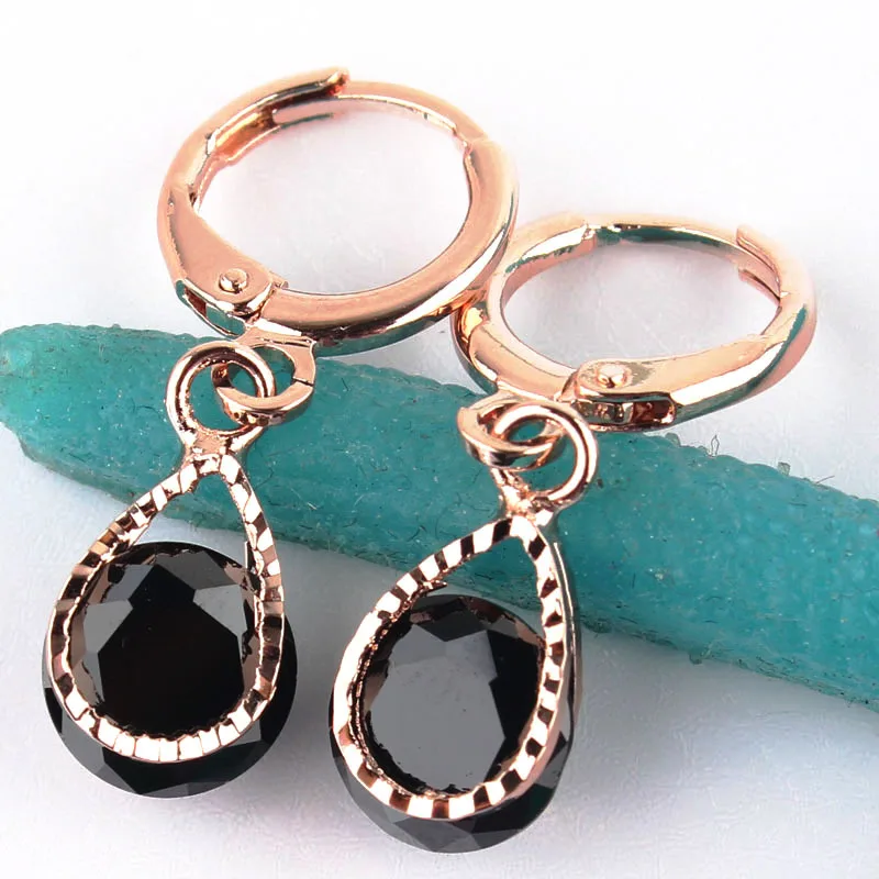 Серьги подвески Crazy Feng женские подвеска для пирсинга из розового золота с черным