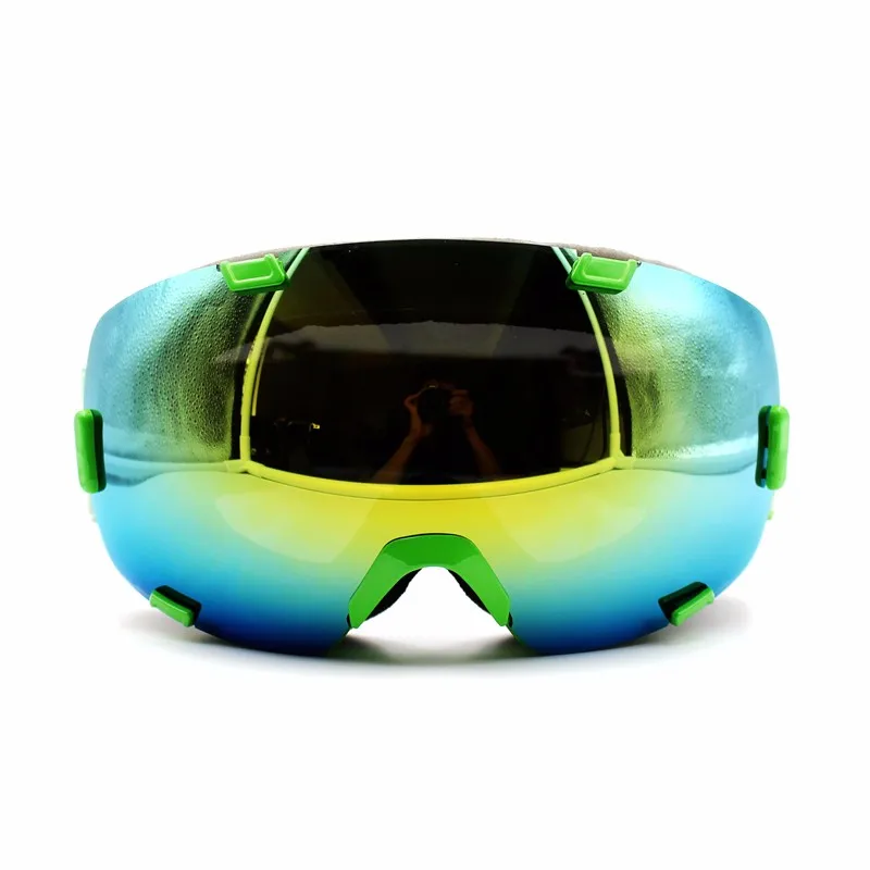 Красные зеленые серые синие лыжные очки с двойной защитой UV400 незапотевающие