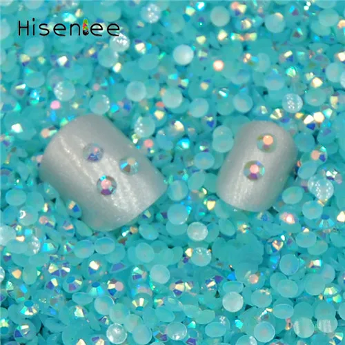 Light Blue AB Gold Rose Jelly AB Nail Art Rhinestones 2mm AB Shiny Resin Jelly Gems UV Gel 3D Nail Art Decorations Charm Manicure Bead Glitter - Цвет: Light Blue AB
