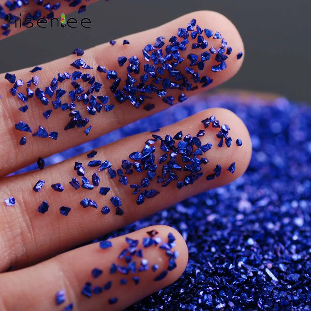 Sapphire 1 упаковка 20 г маленькие неровные бусины из металла розовое золото разбитое стекло 3D дизайн ногтей Мобильный телефон Оболочка Блеск порошок камень украшение инструмент - Цвет: Sapphire