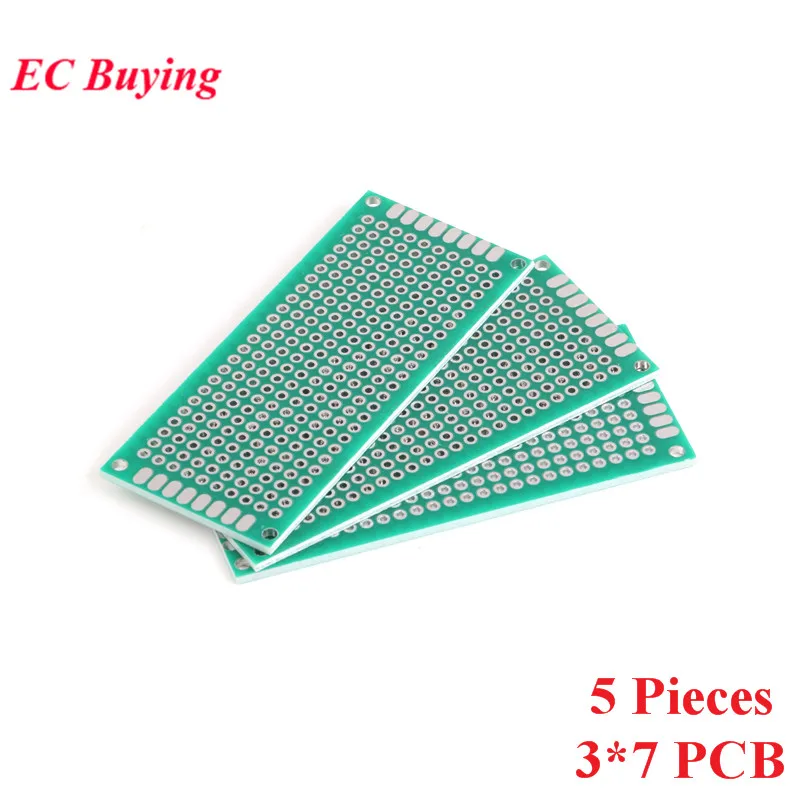 5pcs 3x7cm Double Side Prototype PCB Universal Printed Circuit Board DIY For Arduino 2.54mm Glass Fiber 3*7cm 30x70mm 30*70mm
