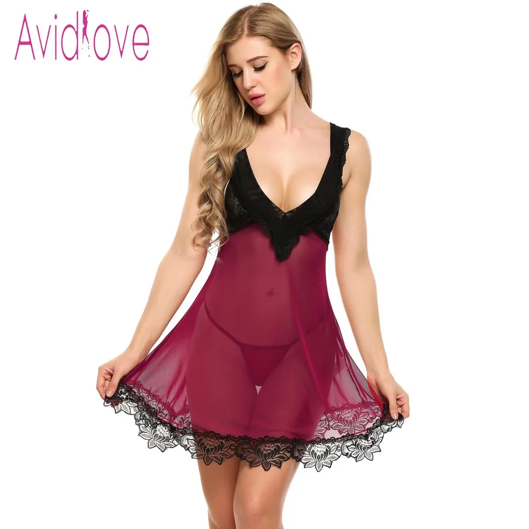 Avidlove сексуальное эротическое горячее платье Babydoll женское Прозрачное цветочное