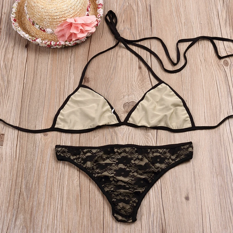 Women Sexy Lace Bikini Set Bathing Traiangle Suit Beachwear Swimsuit Swimwear Summer New | Женская одежда