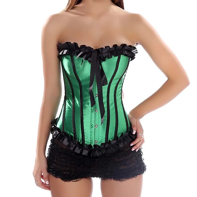 Розовый/черный с оборками атласное в викторианском стиле готическая одежда Burlesque