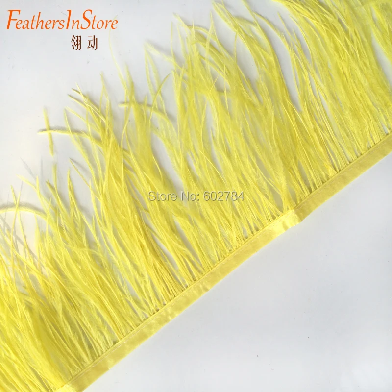 

Wholesale 10meters/lot 13-15cm Ostrich Fringe Feathers Jewelry/ Craft /Dress/ Hat Decor yellow Ostrich Feather Trim