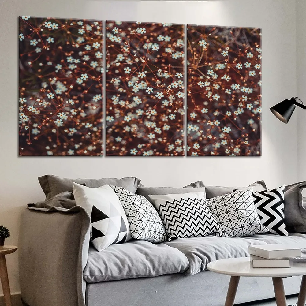 Крупный план цветок Природа живопись современный на холсте тип печати 3 шт.
