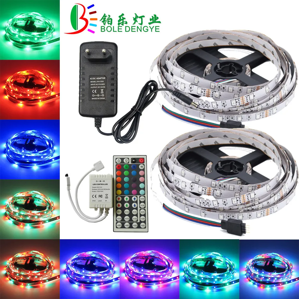 5 м 10 м 15 м RGB Светодиодные ленты SMD 2835 гибкий светодиодный лента DC 12V 60 светодиодный s/М веревочные струнные лампы светильник+ светодиодный контроллер+ Мощность адаптер