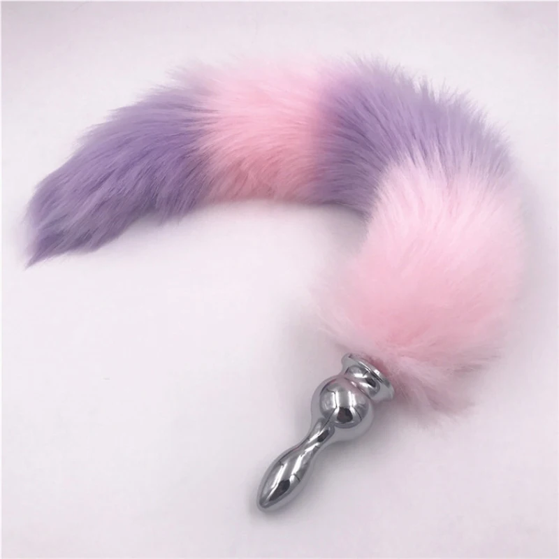 Anal Plug Fox Tail Stainless Steel Butt Plugs Pink Purple Plush Adult Products Dilator Sex Toys for Men Women H8-108F | Красота и