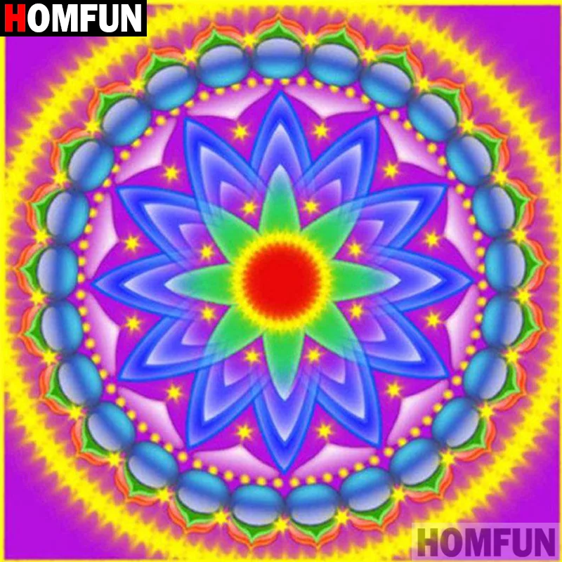 Алмазная живопись HOMFUN Мандала Цветок алмазная вышивка с полными