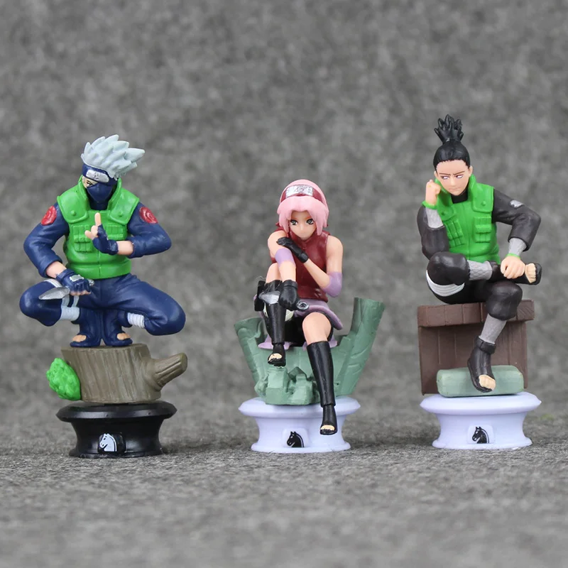 6 шт./лот героя аниме «Наруто фигурка Shippuden игрушка героя аниме «Наруто шахматы дизайн SASUKE kakashi Сакура Гаара Шикамару модель игрушки