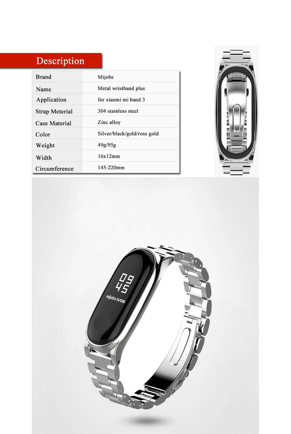 Ремешок mi Band 4 mi Band 3, металлический ремешок для Xiaomi mi Band 3, браслет из нержавеющей стали, умный ремешок, сменный ремешок для mi Band 4/3