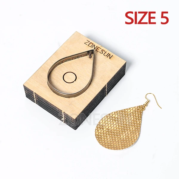 Size 5 ZONESUN кожаные серьги режущие формы в форме капель бумажный художественный инструмент для украшения кожи для высечки машина для рукоделия резак - Цвет: Size 5