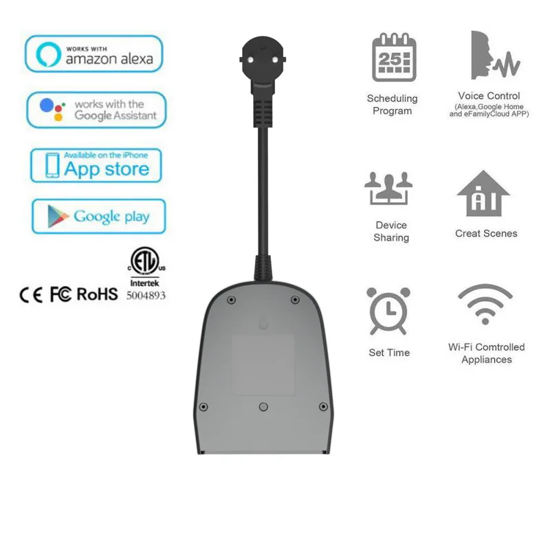 Умная розетка Lonsonho Tuya с Wi Fi европейская вилка водонепроницаемая IP44 2 розетки