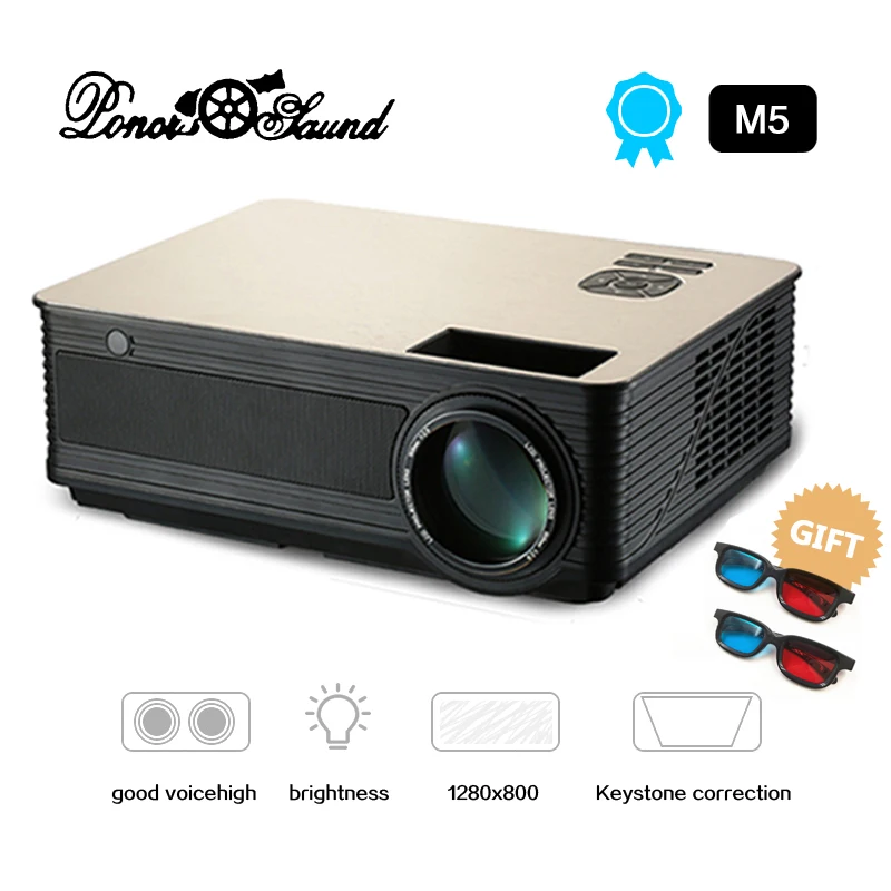 PonerSaund M5 полный светодиодный hd-проектор 4500 люмен двойной Hi-Fi колонки Поддержка 1080 P
