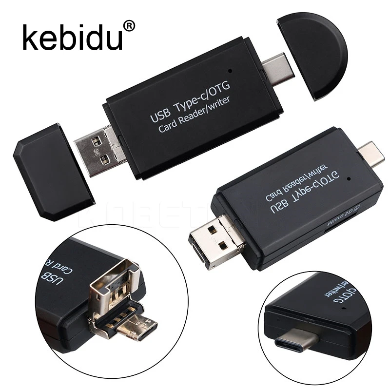 Kebidu 3 в 1 OTG Type C кардридер USB 2 0 A Micro комбинированный к слотам TF SD для смартфона ПК|usb