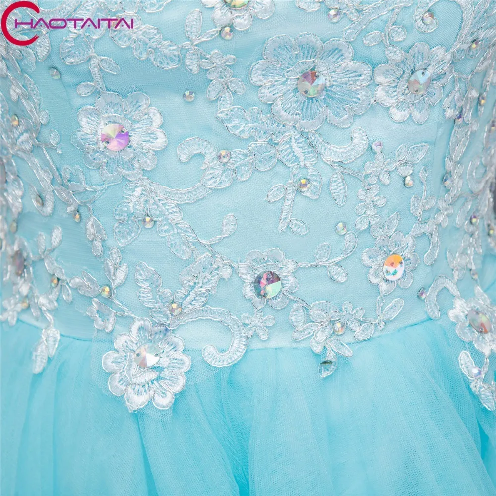 Turquoise 2018 Homecoming Dresses A-line Lace Crystals Elegant Cocktail organza robe de cocktail robes court | Свадьбы и торжества