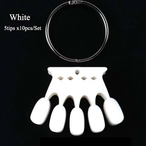 White Crown Tips 50 шт., накладные ногти, подсказки, дисплей, овальная Корона, природа, прозрачный лак для ногтей, гелевая подставка, акриловая практика, диаграмма, палитра с кольцом CH929/767 - Цвет: White Crown Tips