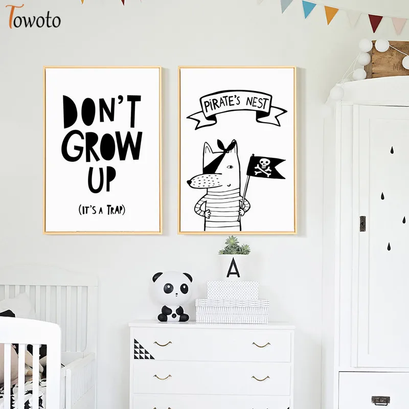 Монохромная Картина на холсте для детской комнаты вдохновение цитаты плакаты и